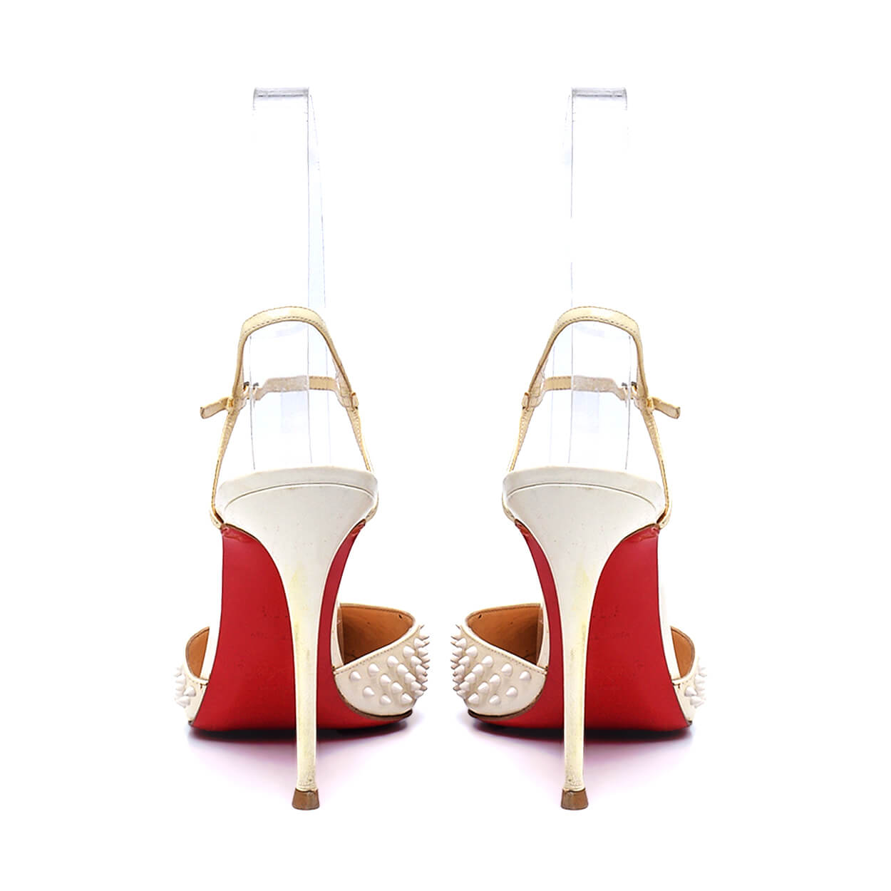 Christian Louboutin - White Baila 85 Spiked Leather Pumps 40